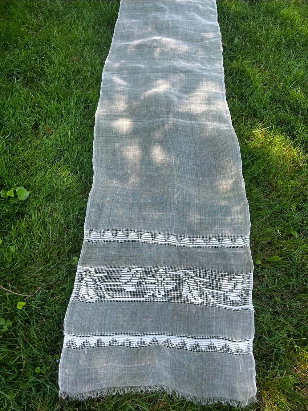 Marama borangic 🇷🇴 hand made1950’s.White Floral Lace Scarf Wrap lightweight. - Picture 5 of 5